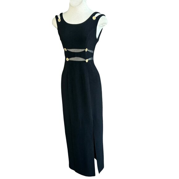 Lillie Rubin Vintage Black Bodycon Column Sheath Dress Size 9/10 - Picture 1 of 12